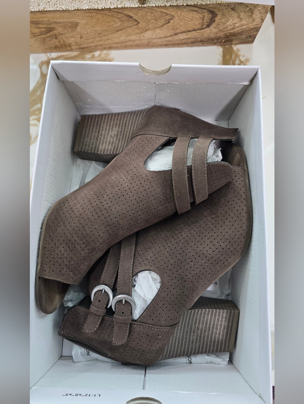 Sonoma Brown Suede Heeled Ankle Boots with Buckle Detail